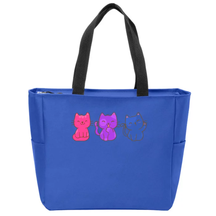 Bisexual Pride Cats Lgbtq Gift Zip Tote Bag