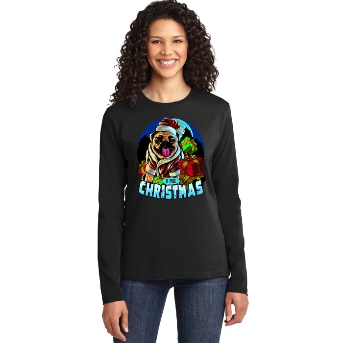 Best Pug Christmas Ladies Long Sleeve Shirt