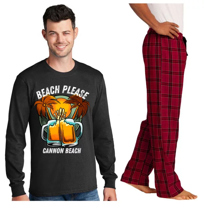 Beach Please Cannon Beach Oregon Funny Beers Vacation Cute Gift Long Sleeve Pajama Set