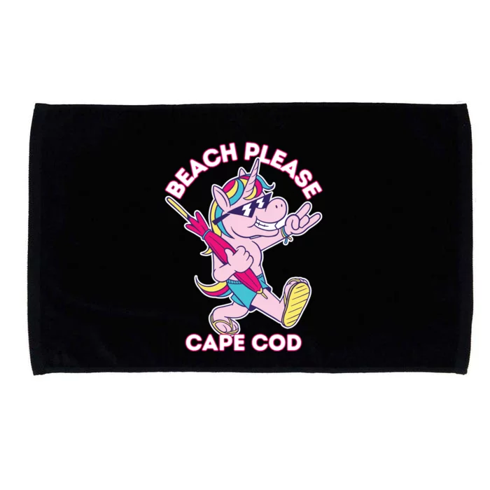 Beach Please Cape Cod Funny Unicorn Beach Vacation Mode Gift Microfiber Hand Towel