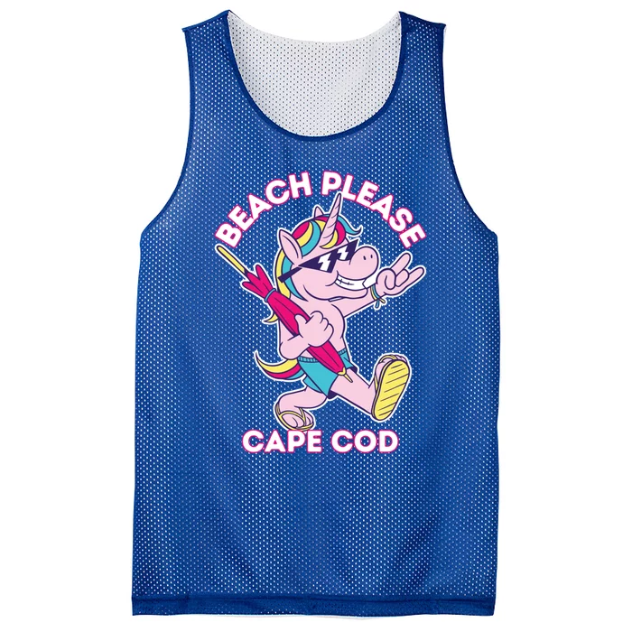 Beach Please Cape Cod Funny Unicorn Beach Vacation Mode Gift Mesh Reversible Basketball Jersey Tank