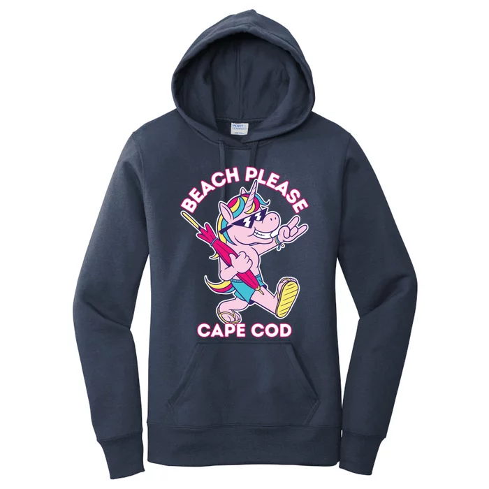 Beach Please Cape Cod Funny Unicorn Beach Vacation Mode Gift Women's Pullover Hoodie