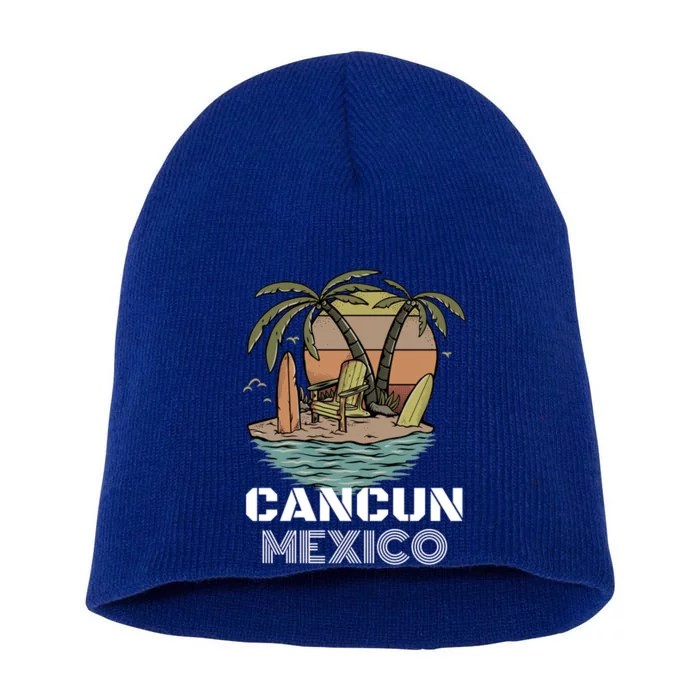 Beach Please Cancun Mexico Beach Vacation Cute Gift Short Acrylic Beanie