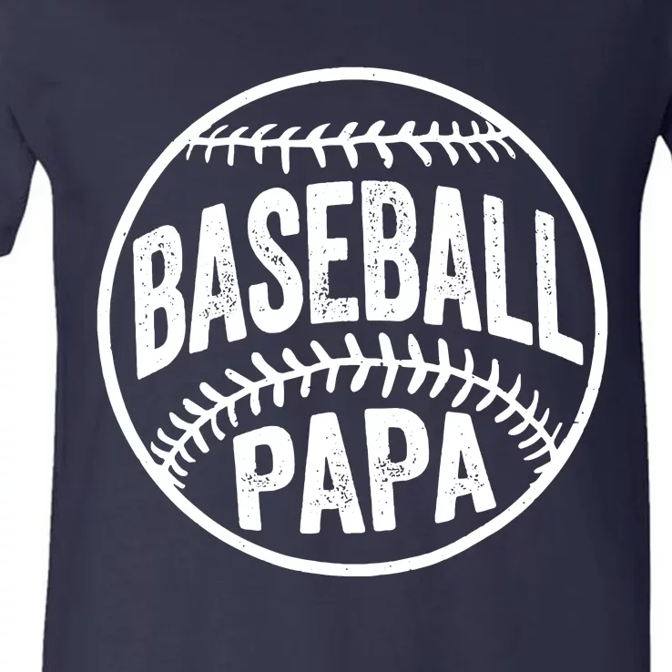 Baseball Papa Coach Fathers Day V-Neck T-Shirt