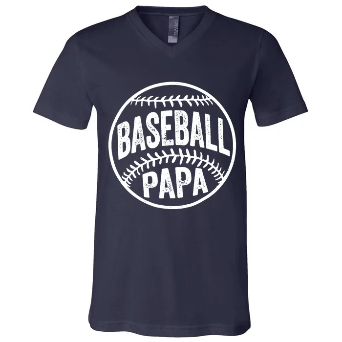 Baseball Papa Coach Fathers Day V-Neck T-Shirt