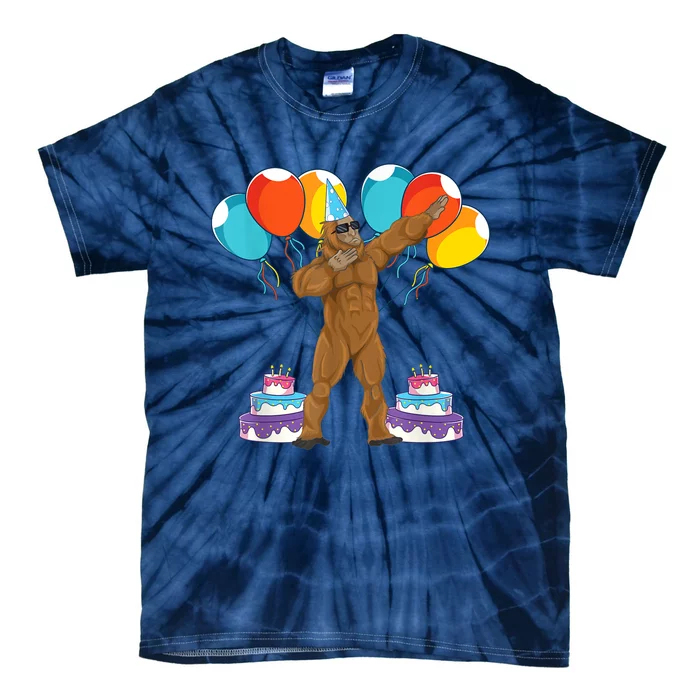 Birthday Party Celebration Cryptid Sasquatch Dabbing Bigfoot Tie-Dye T-Shirt