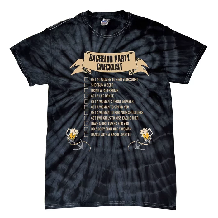 Bachelor Party Checklist Tie-Dye T-Shirt