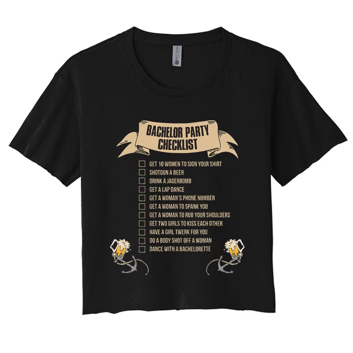 Bachelor Party Checklist Women's Crop Top Tee