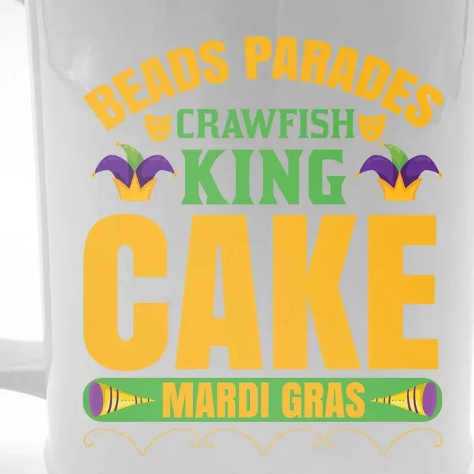 Beads Parades Crawfish King Cake Mardi Gras Front & Back Beer Stein