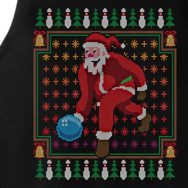 Bowling Pins Claus Santa Bowler Ugly Christmas Sweater Gift Ladies Tri-Blend Wicking Tank