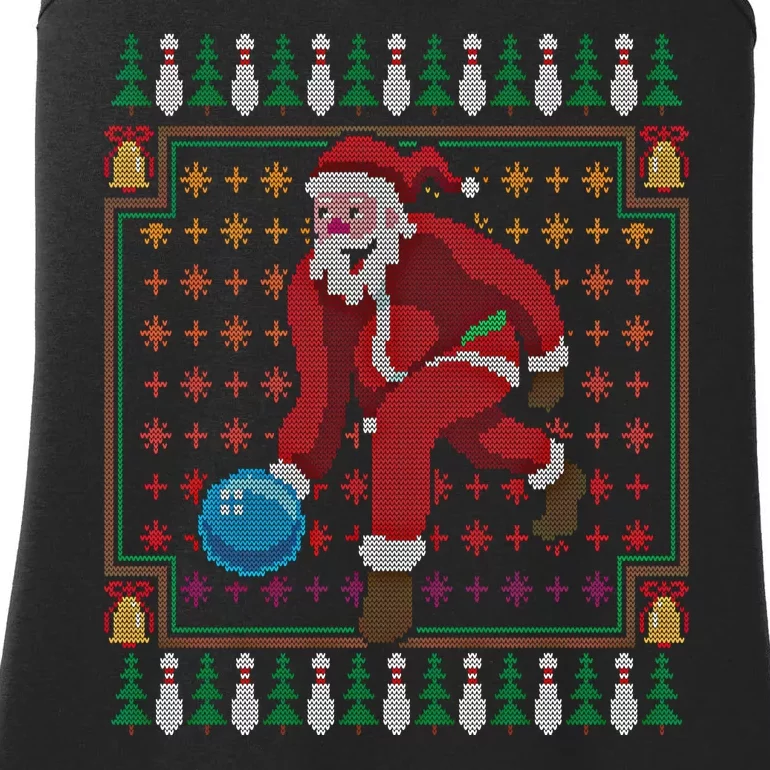 Bowling Pins Claus Santa Bowler Ugly Christmas Sweater Gift Ladies Essential Tank