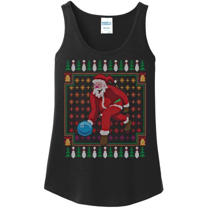 Bowling Pins Claus Santa Bowler Ugly Christmas Sweater Gift Ladies Essential Tank