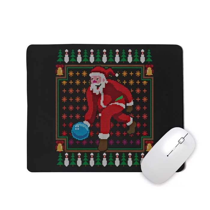 Bowling Pins Claus Santa Bowler Ugly Christmas Sweater Gift Mousepad