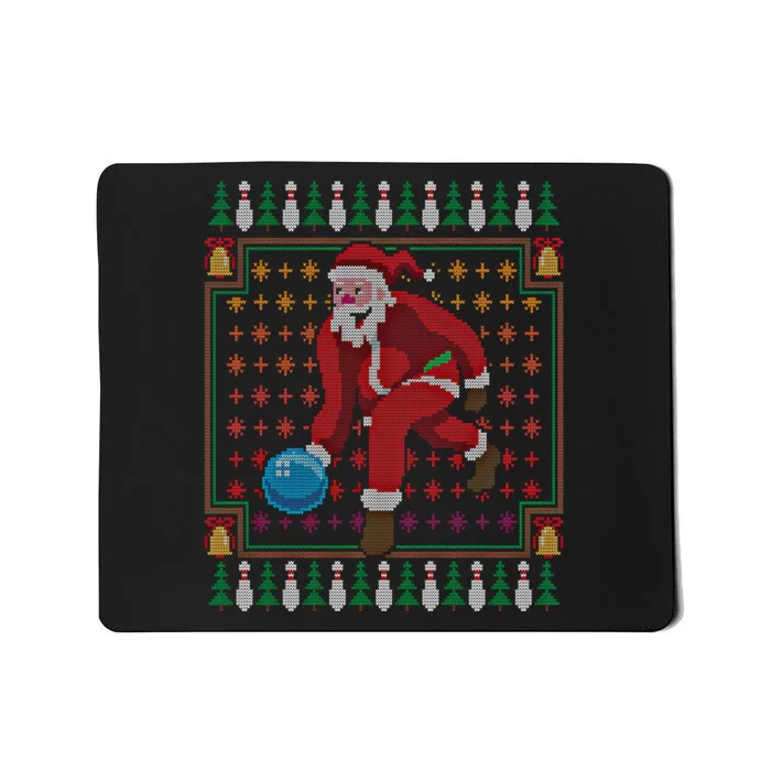 Bowling Pins Claus Santa Bowler Ugly Christmas Sweater Gift Mousepad