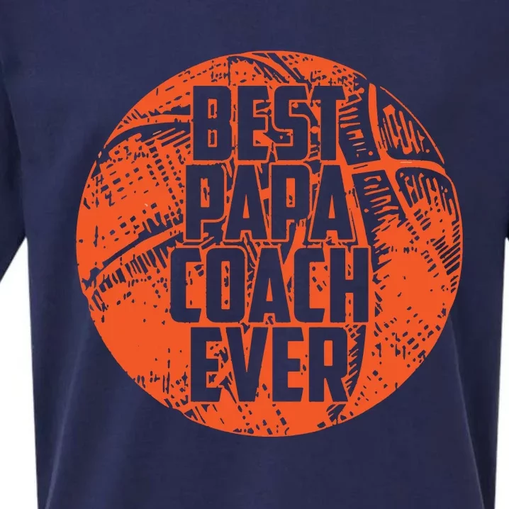 Best Papa Coach Ever Basketball Cool Sports Team Dad Father Sueded Cloud Jersey T-Shirt