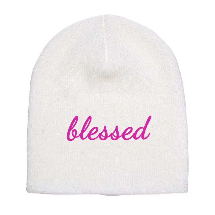 Blessed Pink Christian Short Acrylic Beanie