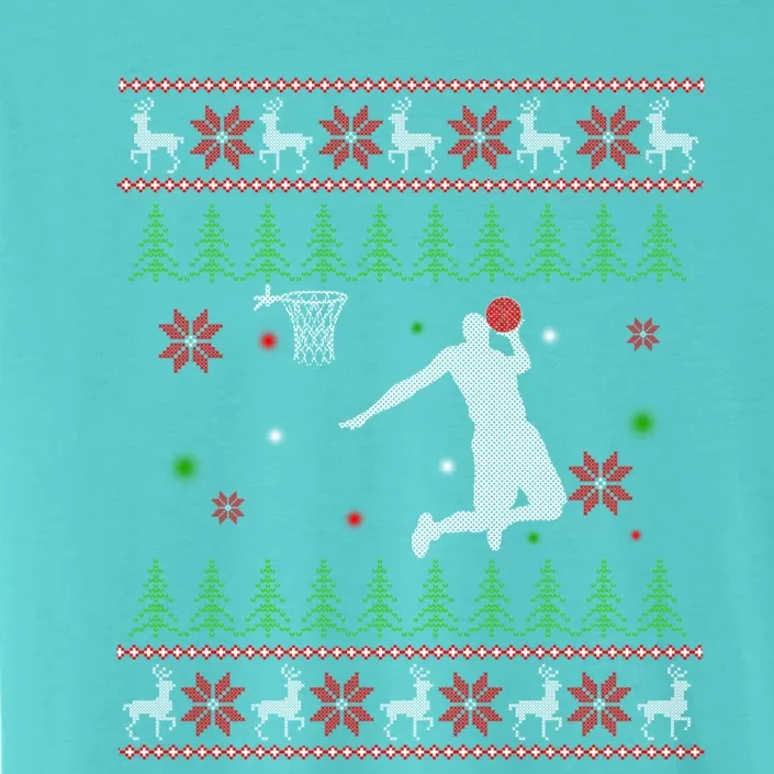 Basketball Player Christmas Cool Ugly Xmas Santa Reindeer Gift ChromaSoft Performance T-Shirt