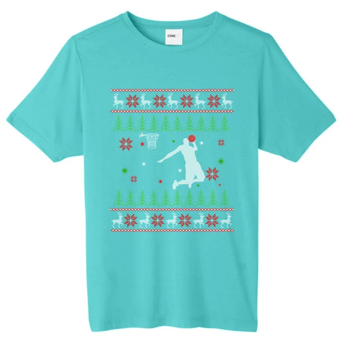 Basketball Player Christmas Cool Ugly Xmas Santa Reindeer Gift ChromaSoft Performance T-Shirt