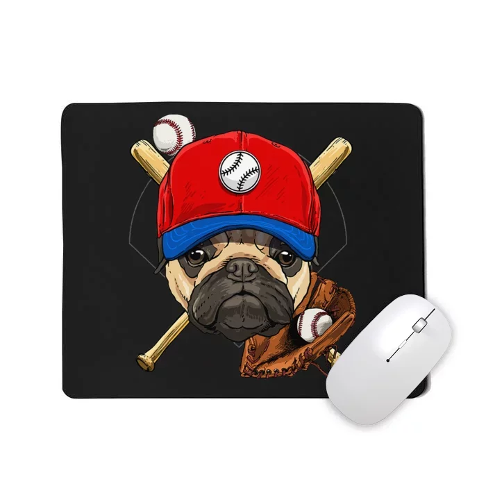 Baseball Player Coach Pug Dog Lover Pug Mom Catcher Pitcher Mousepad