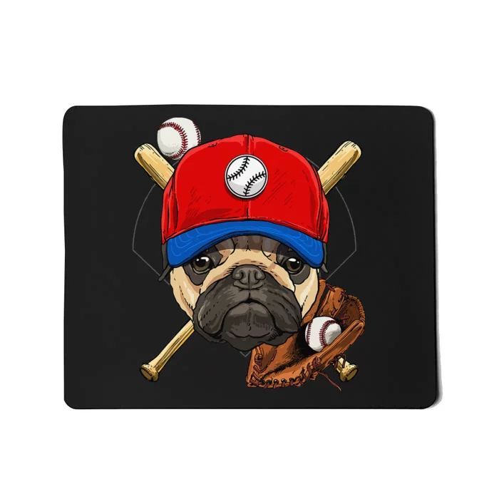 Baseball Player Coach Pug Dog Lover Pug Mom Catcher Pitcher Mousepad