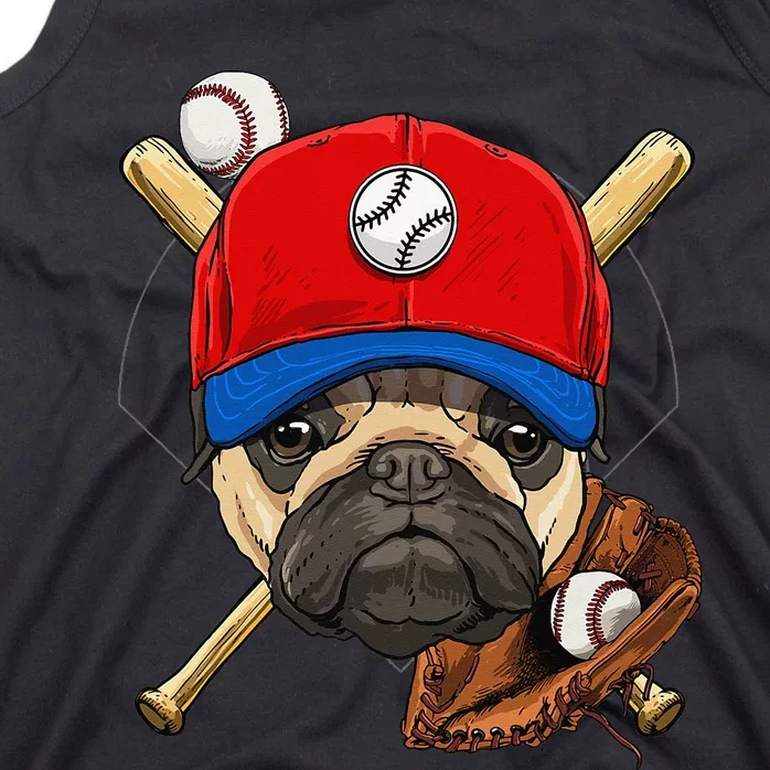 Baseball Player Coach Pug Dog Lover Pug Mom Catcher Pitcher Tank Top