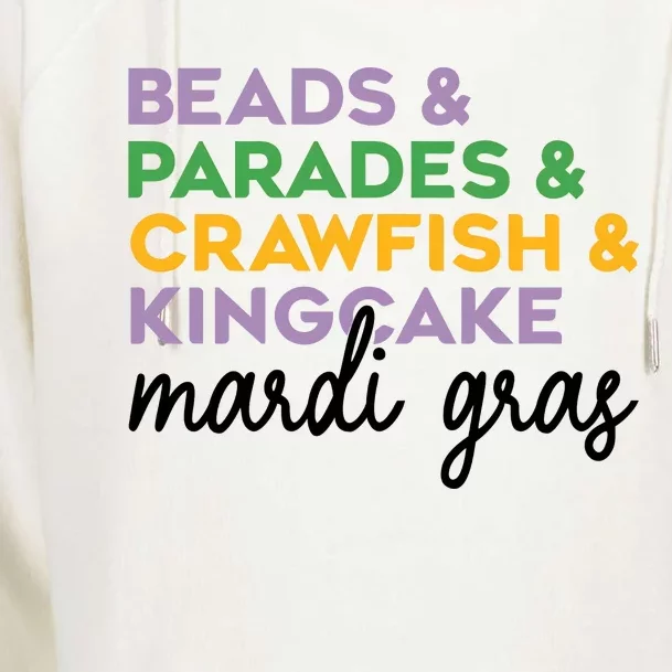 Beads Parades Crawfish Kingcake Mardi Gras Womens Funnel Neck Pullover Hood