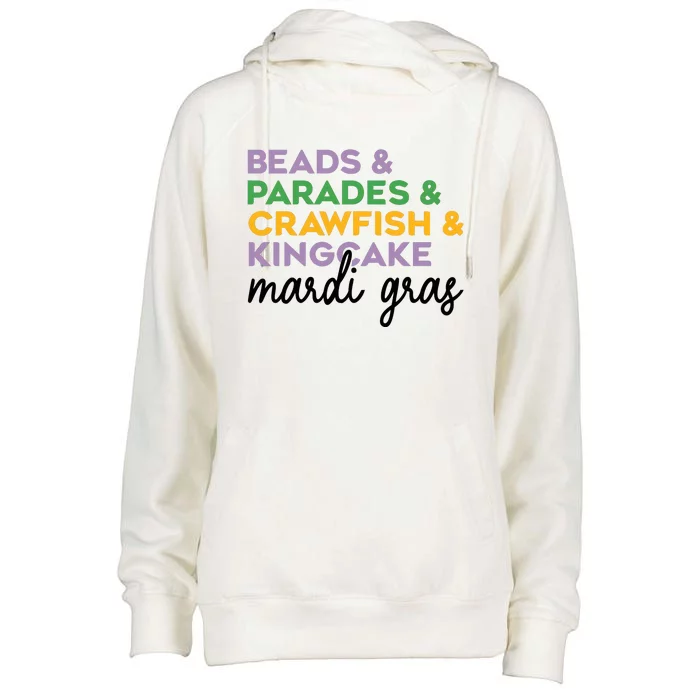 Beads Parades Crawfish Kingcake Mardi Gras Womens Funnel Neck Pullover Hood