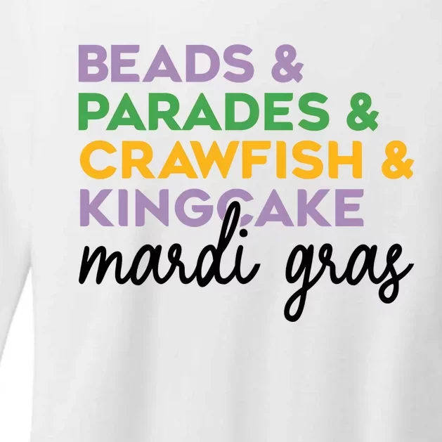 Beads Parades Crawfish Kingcake Mardi Gras Womens CVC Long Sleeve Shirt