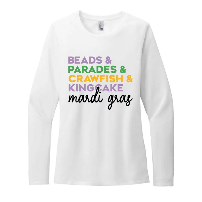 Beads Parades Crawfish Kingcake Mardi Gras Womens CVC Long Sleeve Shirt