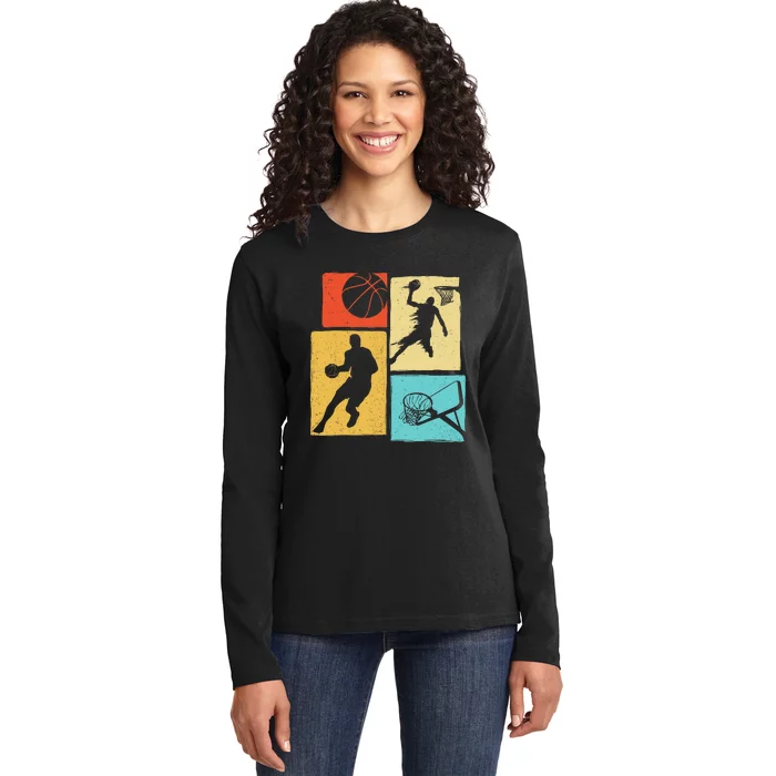 Basketball Players - Colorful Ball Hoop Sports Lover Ladies Long Sleeve Shirt