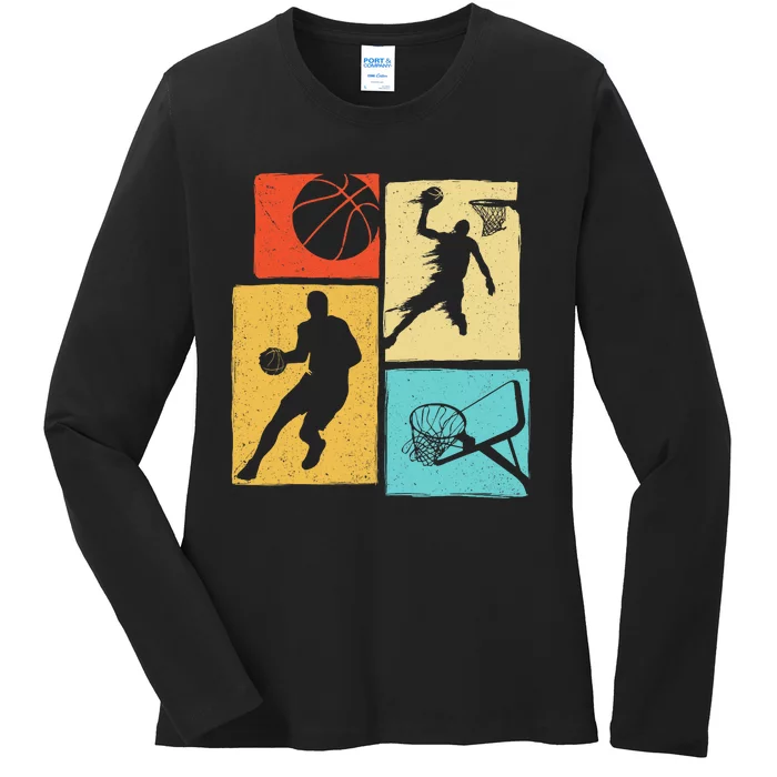 Basketball Players - Colorful Ball Hoop Sports Lover Ladies Long Sleeve Shirt