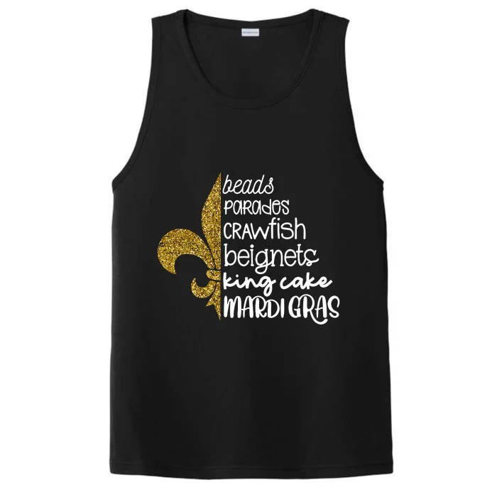 Beads Parades Crawfish Beignets King Cake Mardi Gras Performance Tank