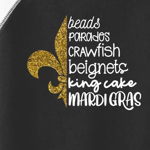 Beads Parades Crawfish Beignets King Cake Mardi Gras Toddler Fine Jersey T-Shirt