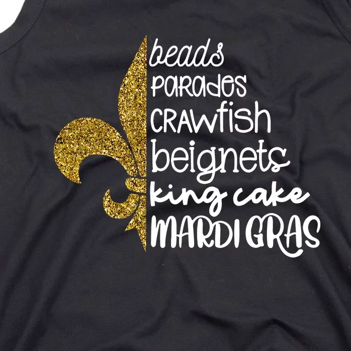 Beads Parades Crawfish Beignets King Cake Mardi Gras Tank Top