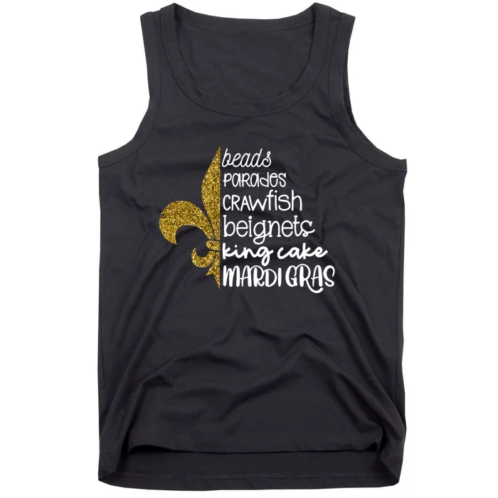 Beads Parades Crawfish Beignets King Cake Mardi Gras Tank Top