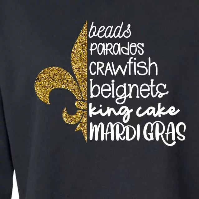 Beads Parades Crawfish Beignets King Cake Mardi Gras Cropped Pullover Crew