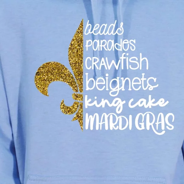 Beads Parades Crawfish Beignets King Cake Mardi Gras Unisex Surf Hoodie