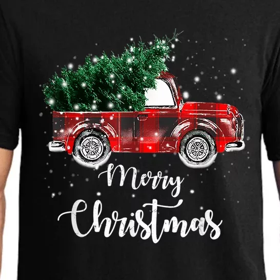 Buffalo Plaid Christmas Tree Red Truck Gift Pajama Set