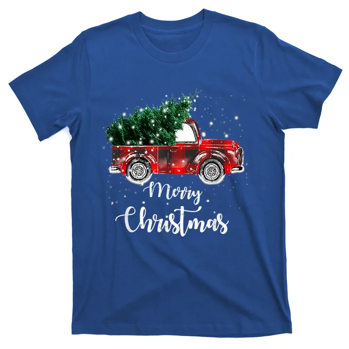 Buffalo Plaid Christmas Tree Red Truck Gift T-Shirt