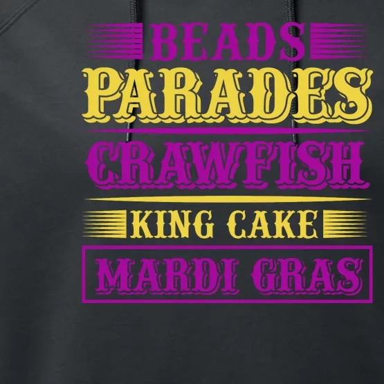 Beads Parades Crawfish King Cake Mardi Gras Performance Fleece Hoodie