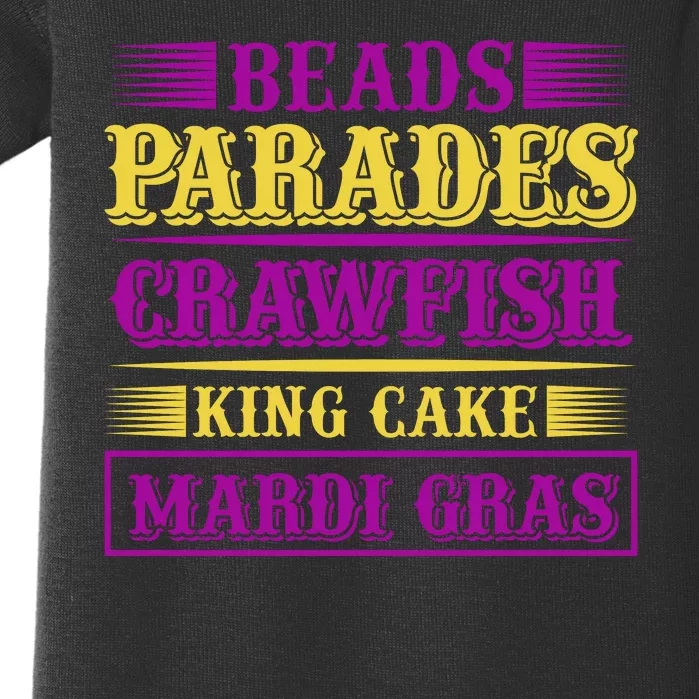 Beads Parades Crawfish King Cake Mardi Gras Baby Bodysuit