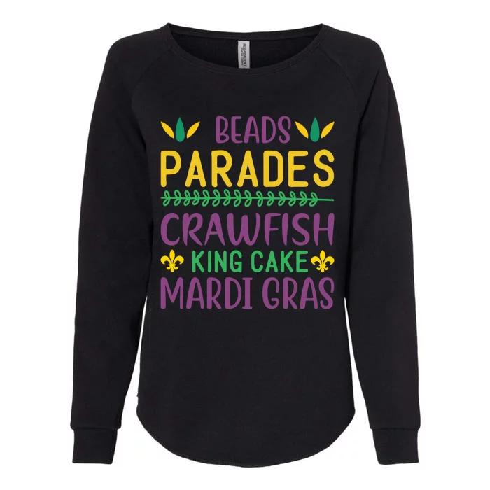 Beads Parades Crawfish King Cake Mardi Gras Womens California Wash Sweatshirt