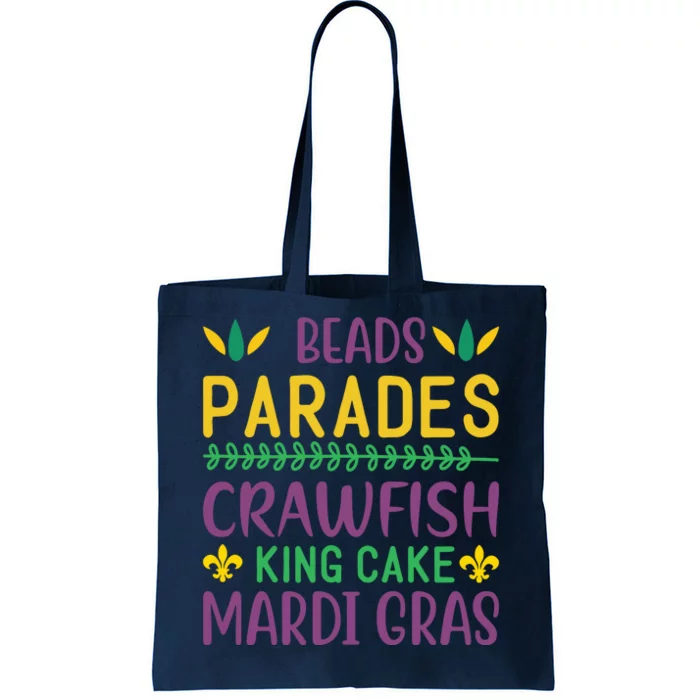 Beads Parades Crawfish King Cake Mardi Gras Tote Bag