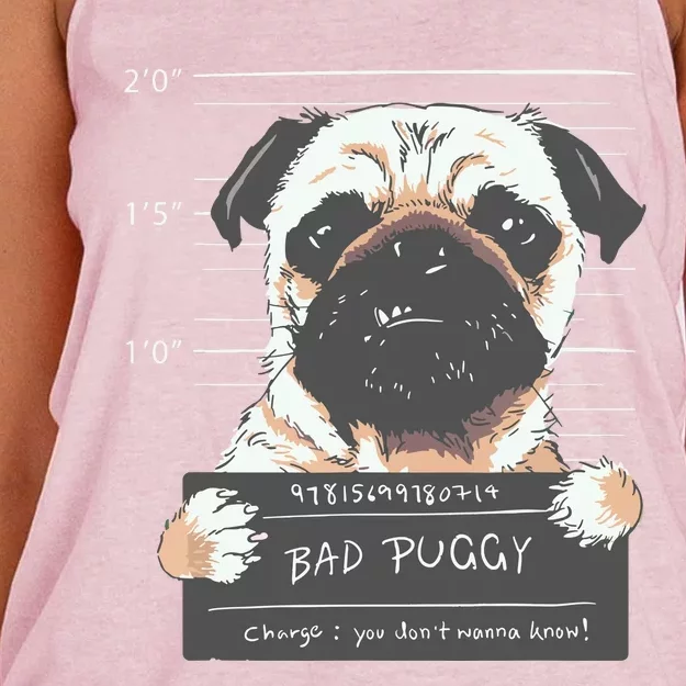 Bad Puggy Charge You Dont Wanna Know Dog Dad Pug Lover Gift Women's Knotted Racerback Tank