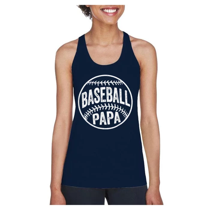 Baseball Papa Coach Fathers Day Women's Racerback Tank