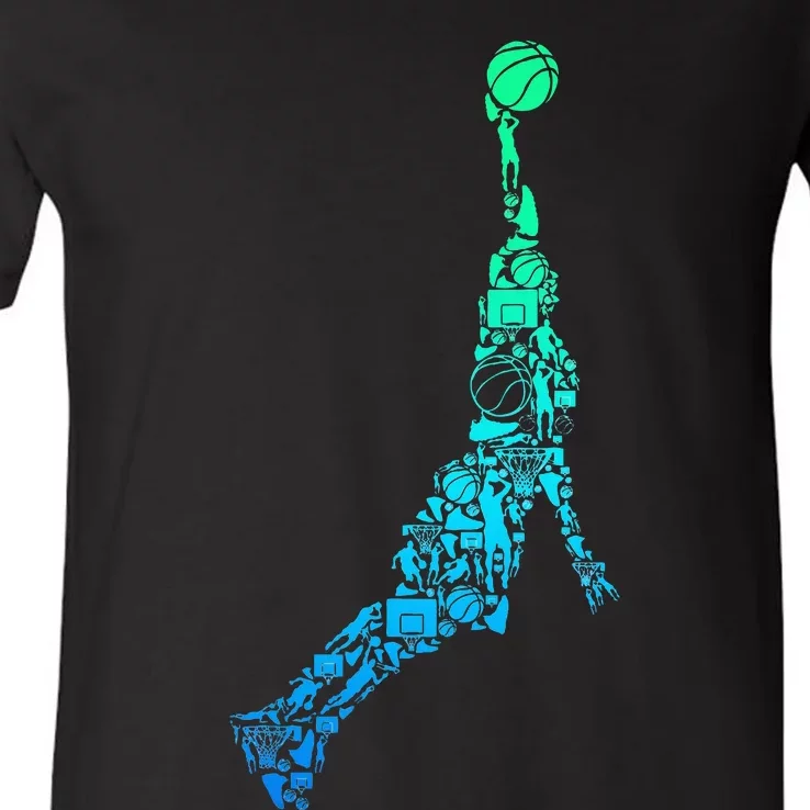 Basketball Player Coach Dunking V-Neck T-Shirt