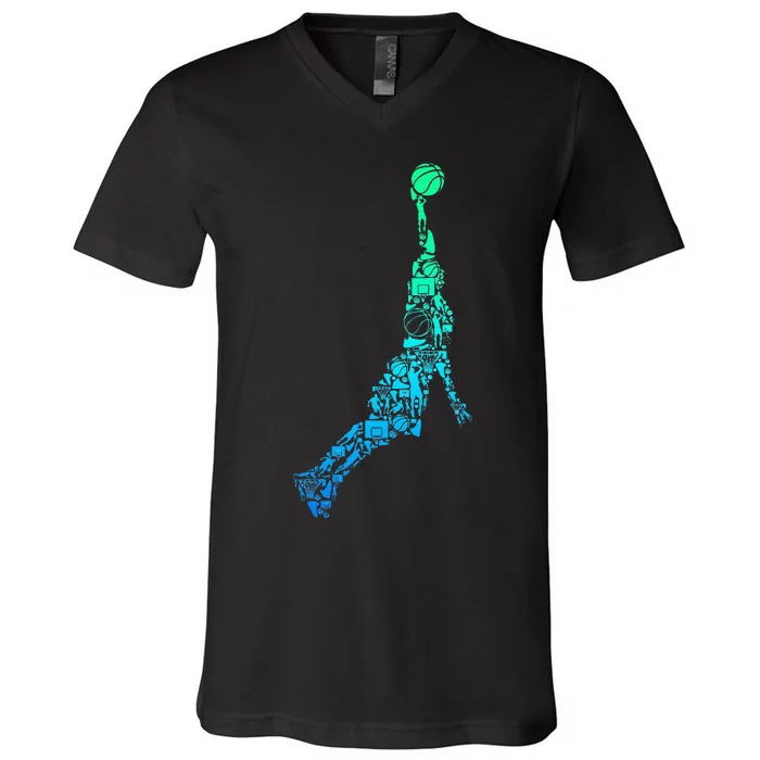 Basketball Player Coach Dunking V-Neck T-Shirt