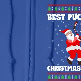 Best Pucking Christmas Ever Ice Hockey Stick Santa Player Gift Full Zip Hoodie