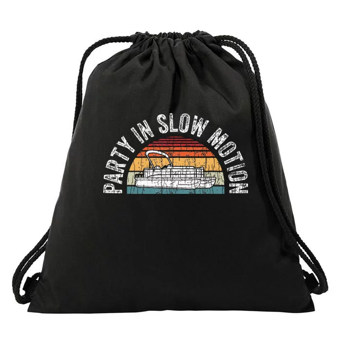 Best Pontoon Captain Gifts Boat Party In Slow Motion Drawstring Bag