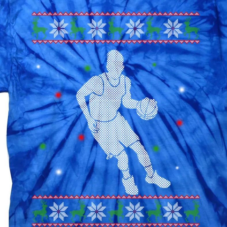 Basketball Player Christmas Cool Ugly Xmas Santa Basketball Funny Gift Tie-Dye T-Shirt